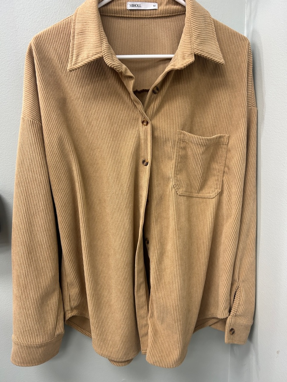 MIHOLL Tan Corduroy Button-Down Shirt